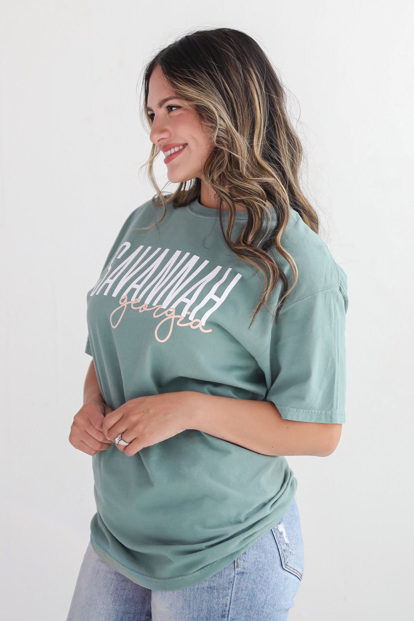 Seafoam Savannah Georgia Script Tee KA3