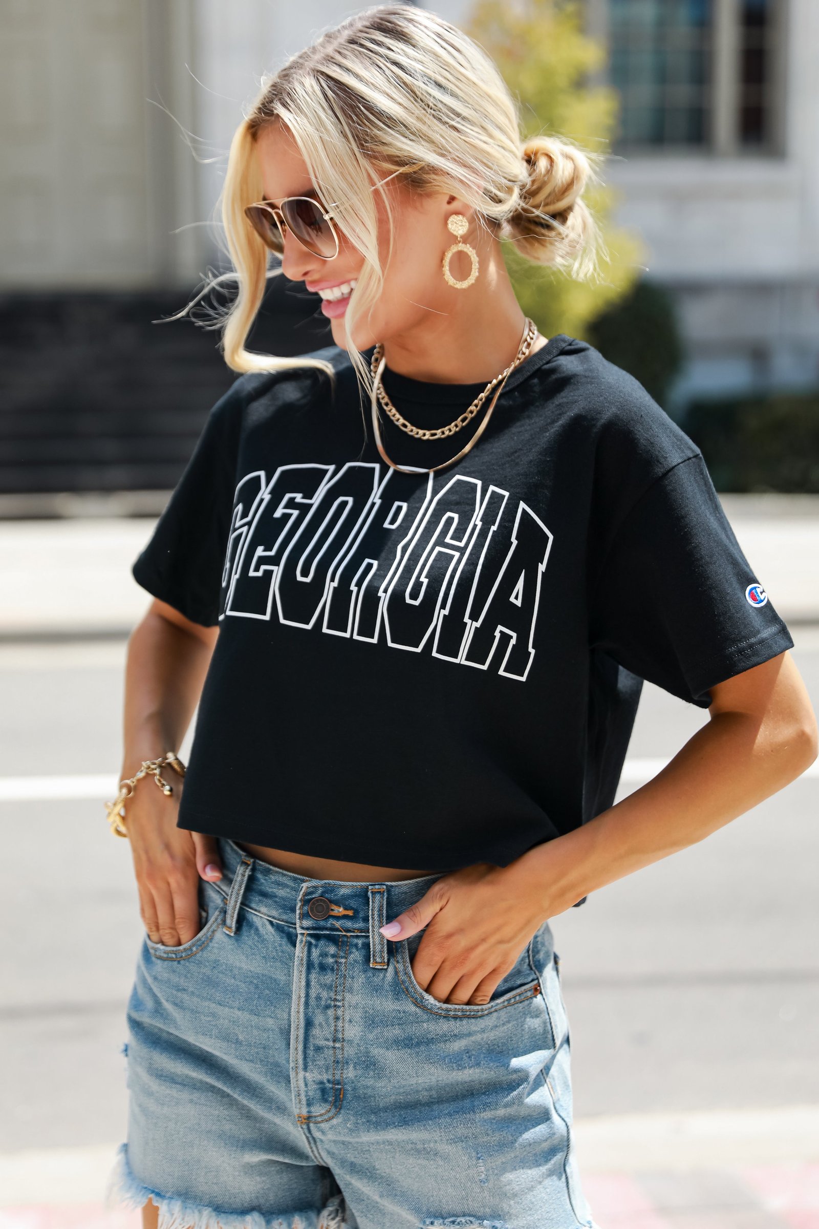 Black Georgia Cropped Tee KA18