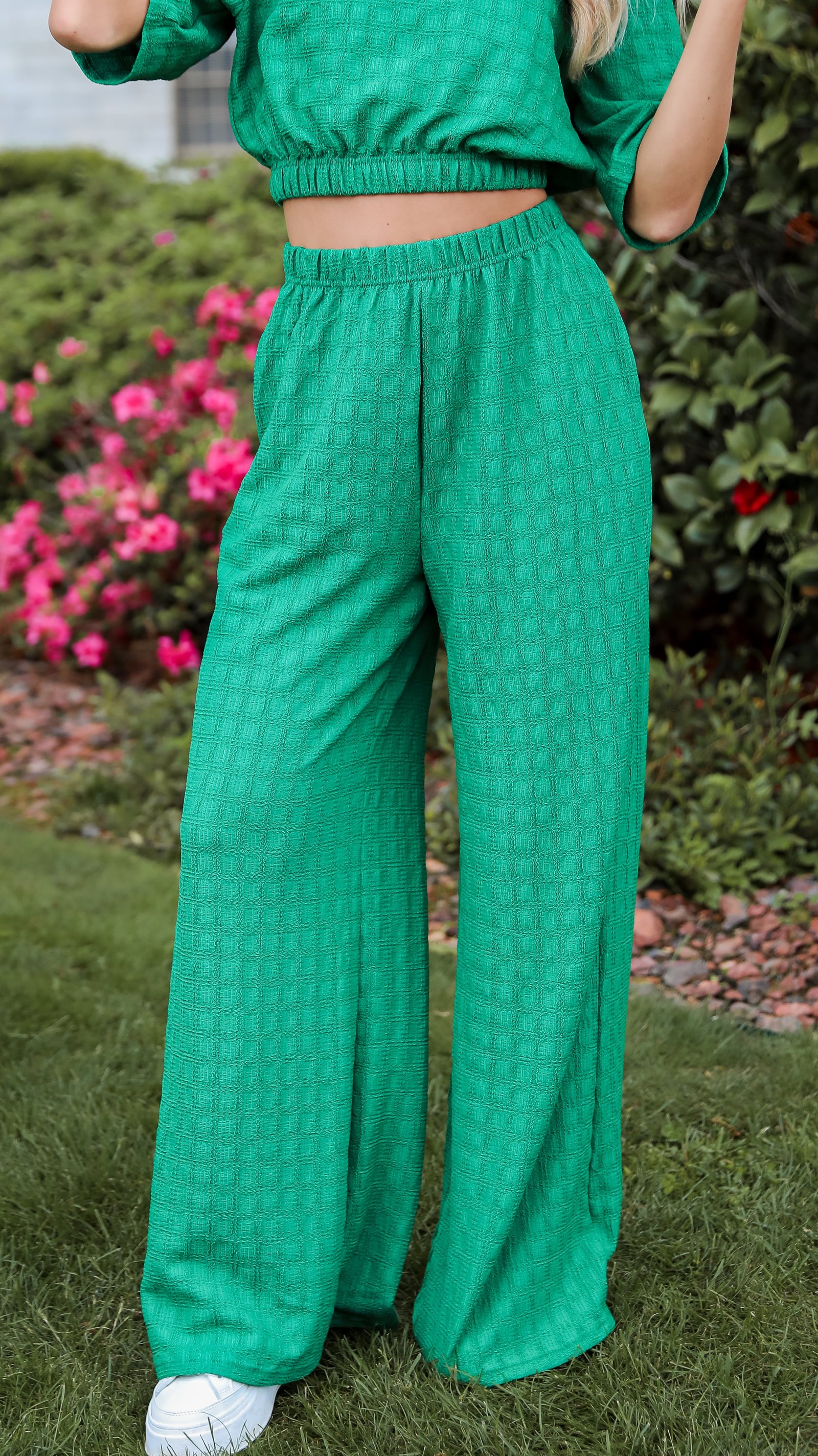 Darling Expertise Green Textured Pants KA9