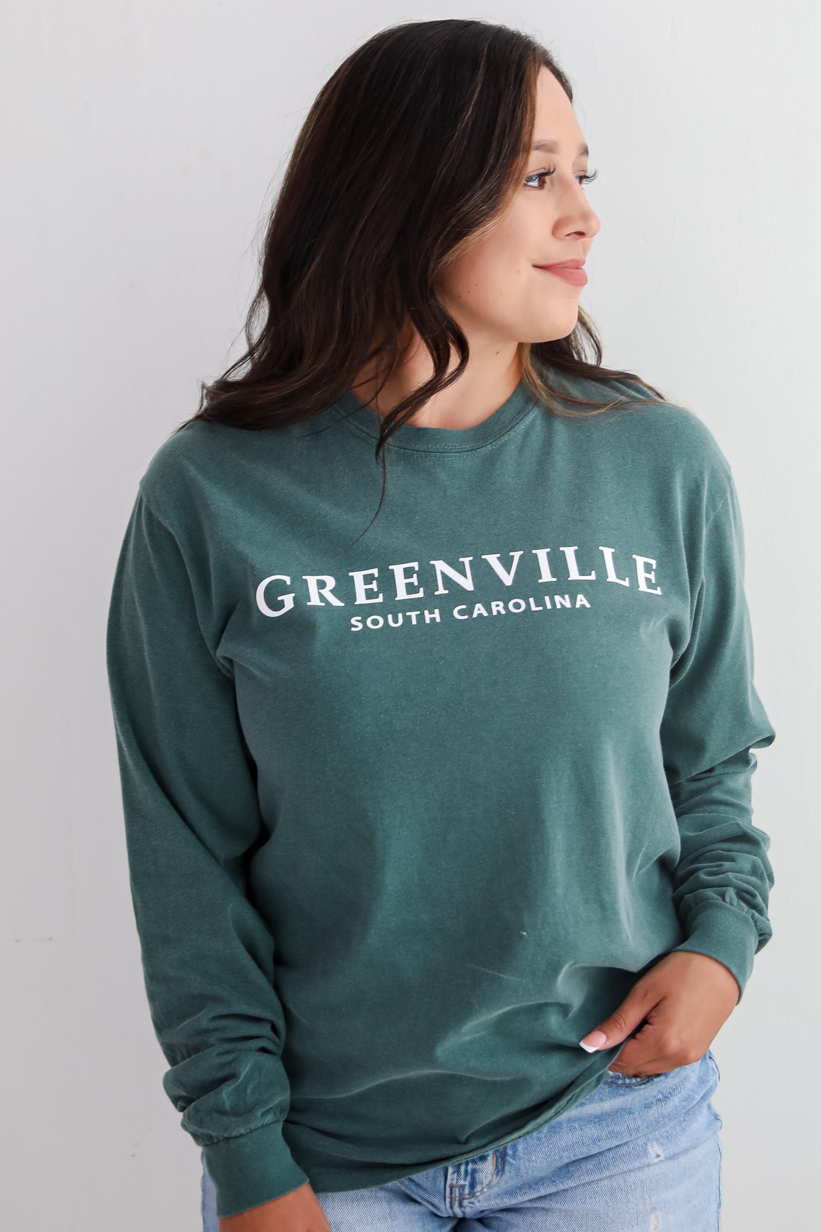 Dark Green Greenville South Carolina Long Sleeve Tee KA5